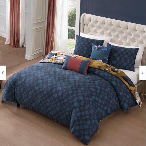 Bebejan Golden Bounty 5 Piece Reversible Cotton Comforter Set King/Cal King - Picture 2 of 3